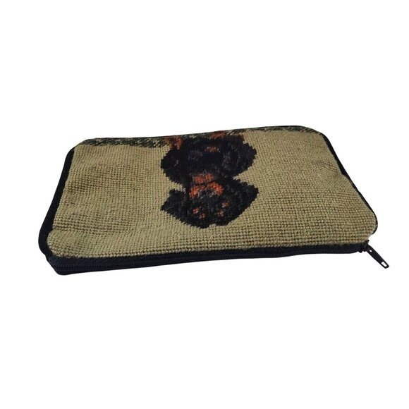 Dachshund Needlepoint Zip Pouch 100% Wool On 100% Cotton Canvas - Picture 7 of 12